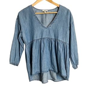 Joie Peplum High Low baby doll chambray top XS